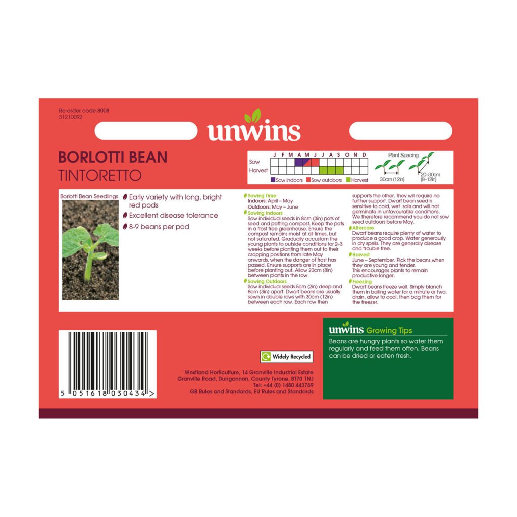 Unwins Dwarf French Bean Tintoretti Seeds 5051618030434 2